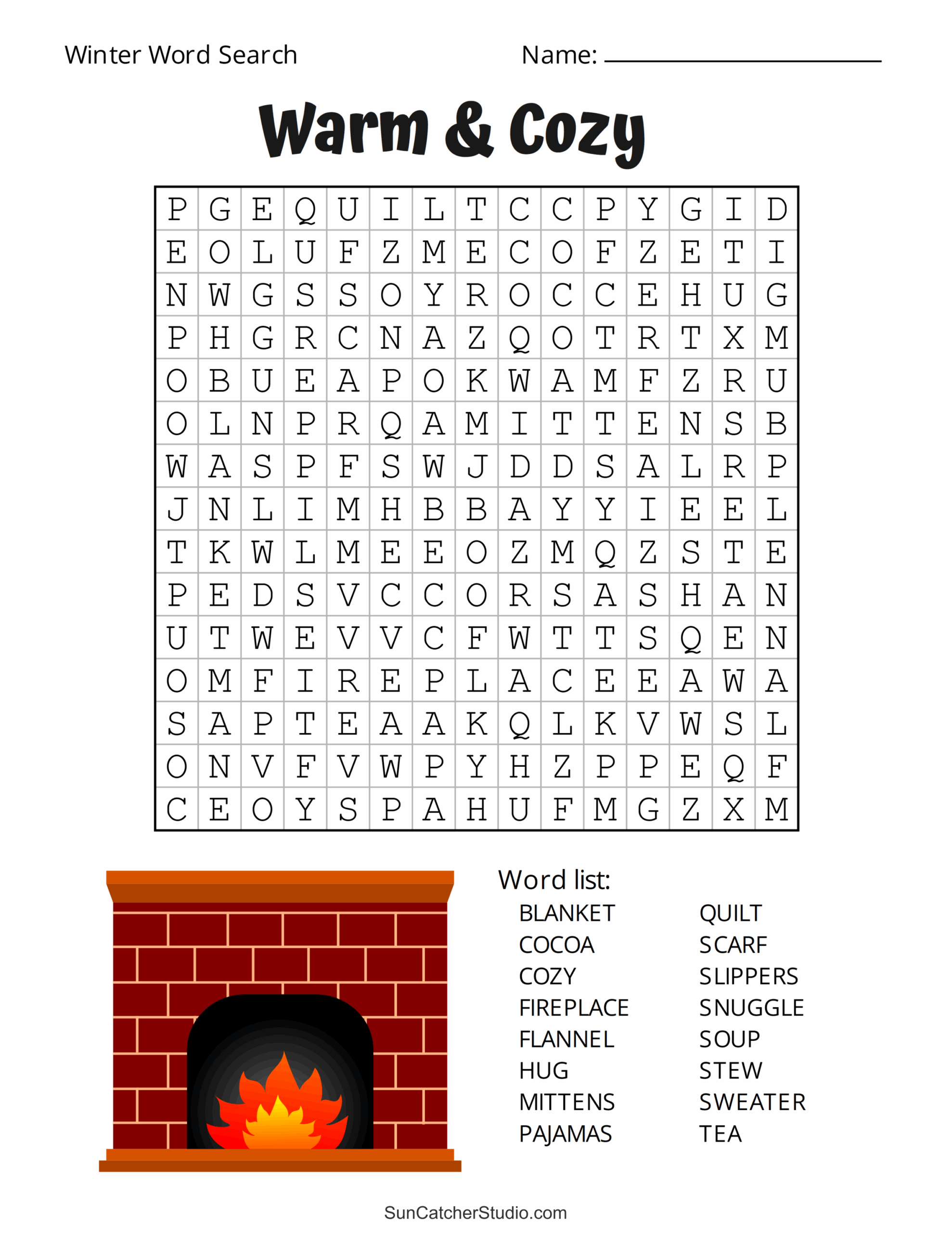 Hard Winter Word Search Printable