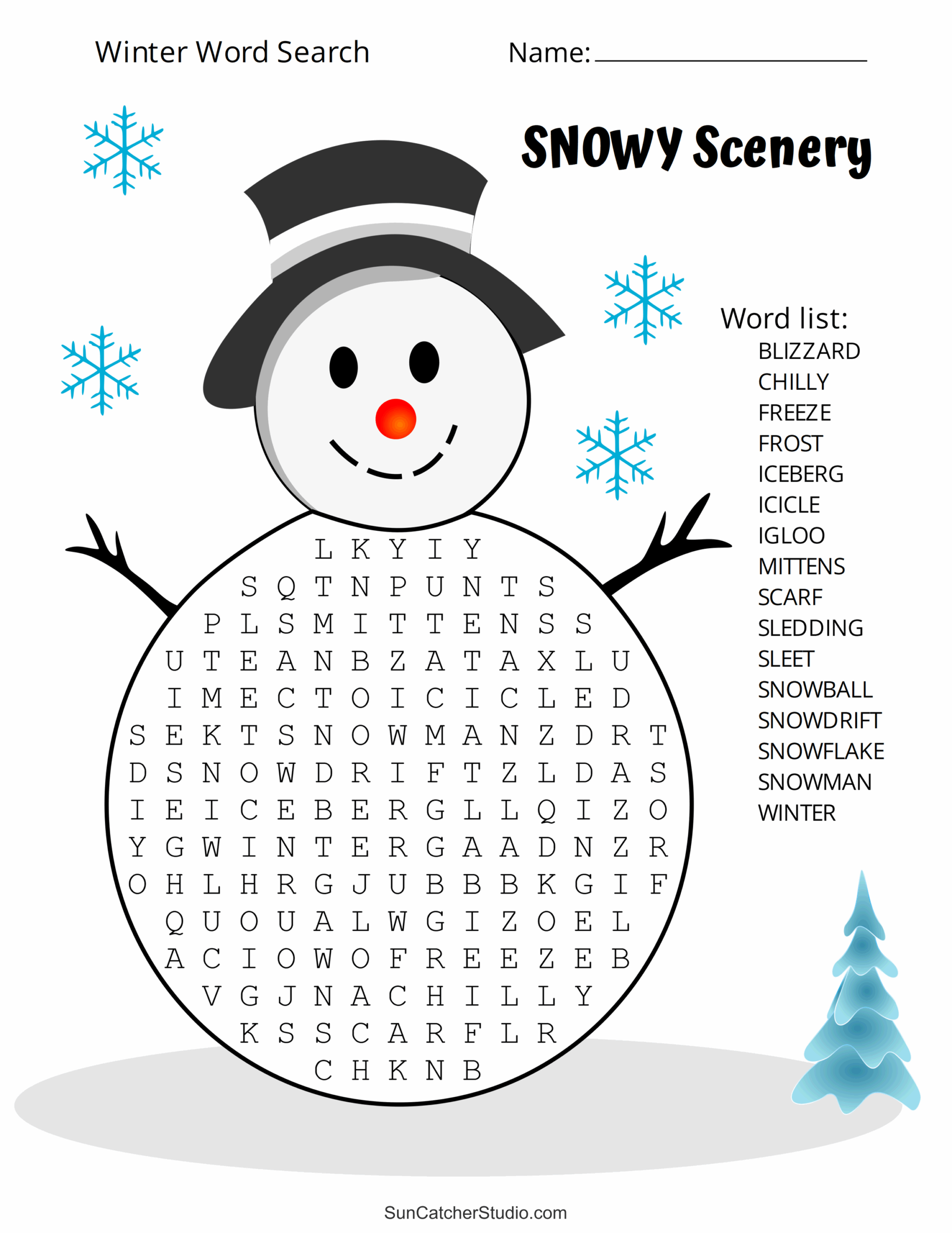 Difficult Winter Word Search Printable Difficult Winter Word Search Printable
