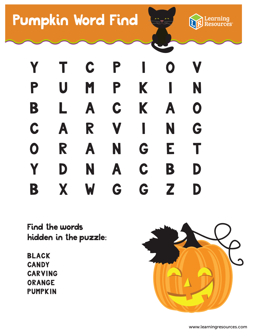 Pumpkin Word Find Printable For Kids Learning Resources Pumpkin Word Find Printable For Kids Learning Resources