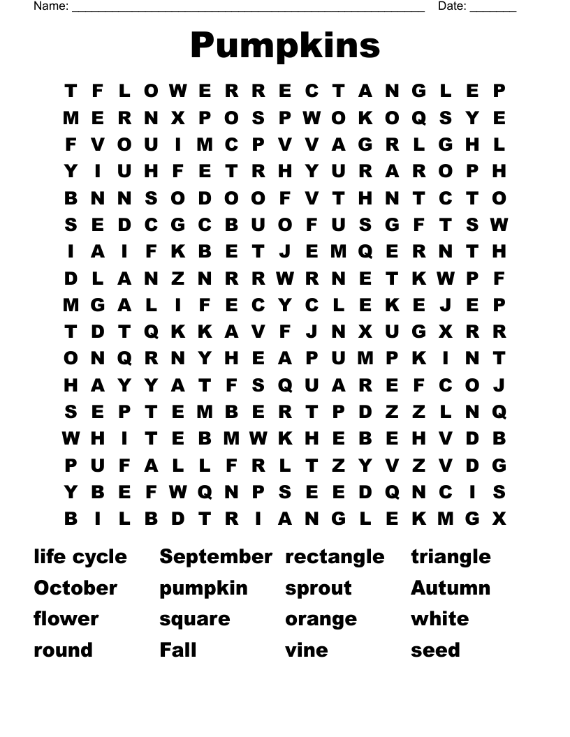 Pumpkins Word Search WordMint Pumpkins Word Search WordMint