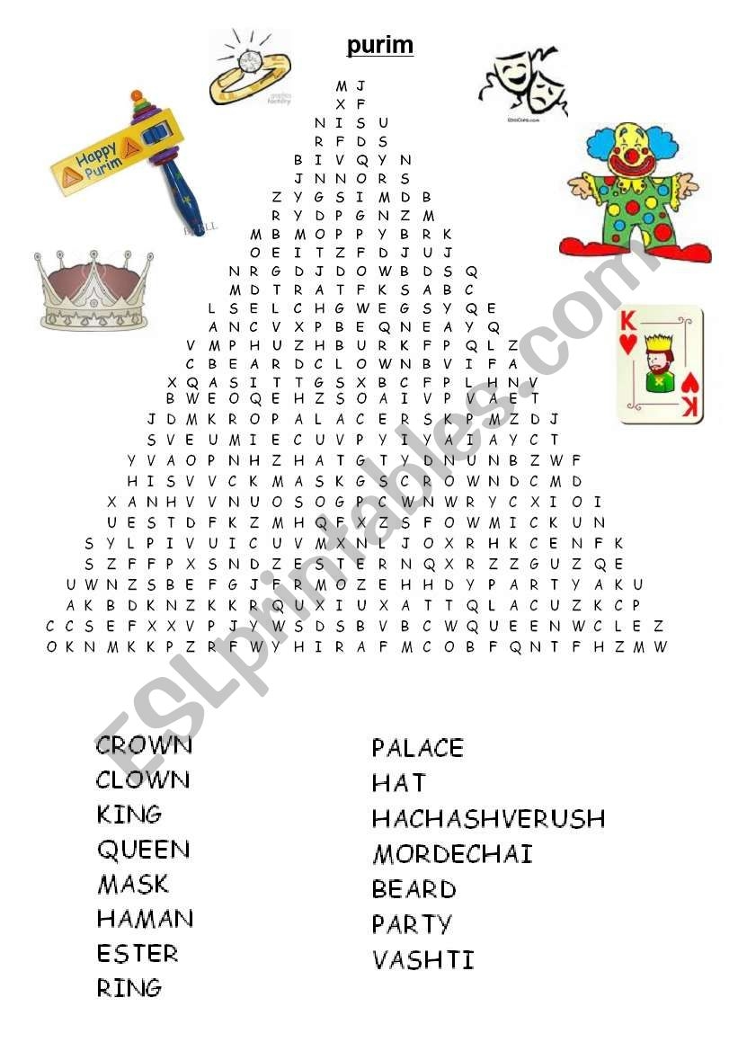 Purim Word Search Printable Purim Word Search Printable