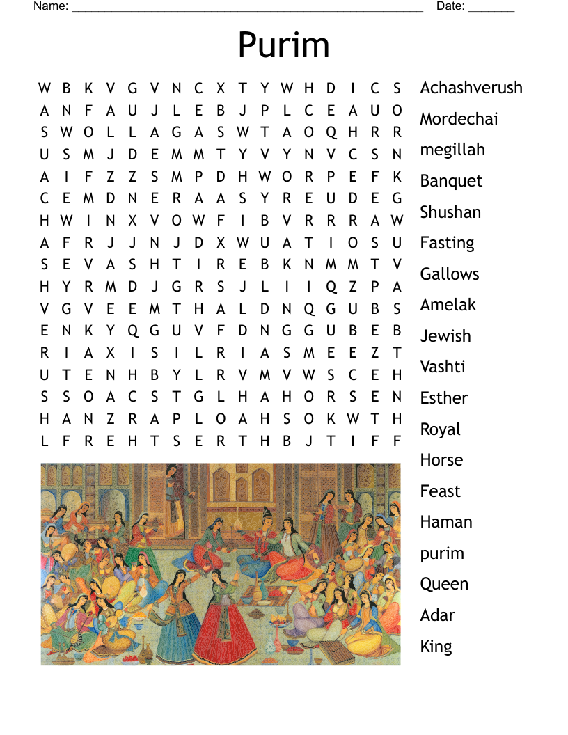 Purim Word Search WordMint Purim Word Search WordMint