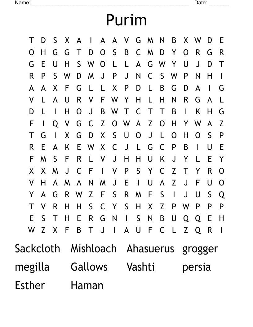 Purim Word Search WordMint Purim Word Search WordMint