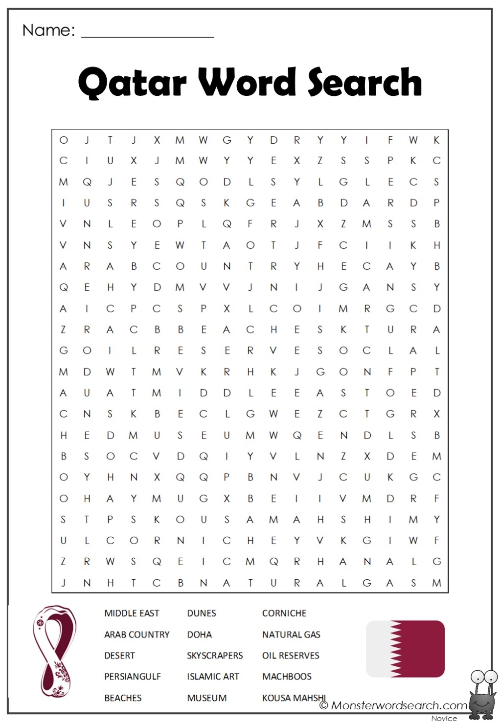 Qatar Word Search Monster Word Search Qatar Word Search Monster Word Search