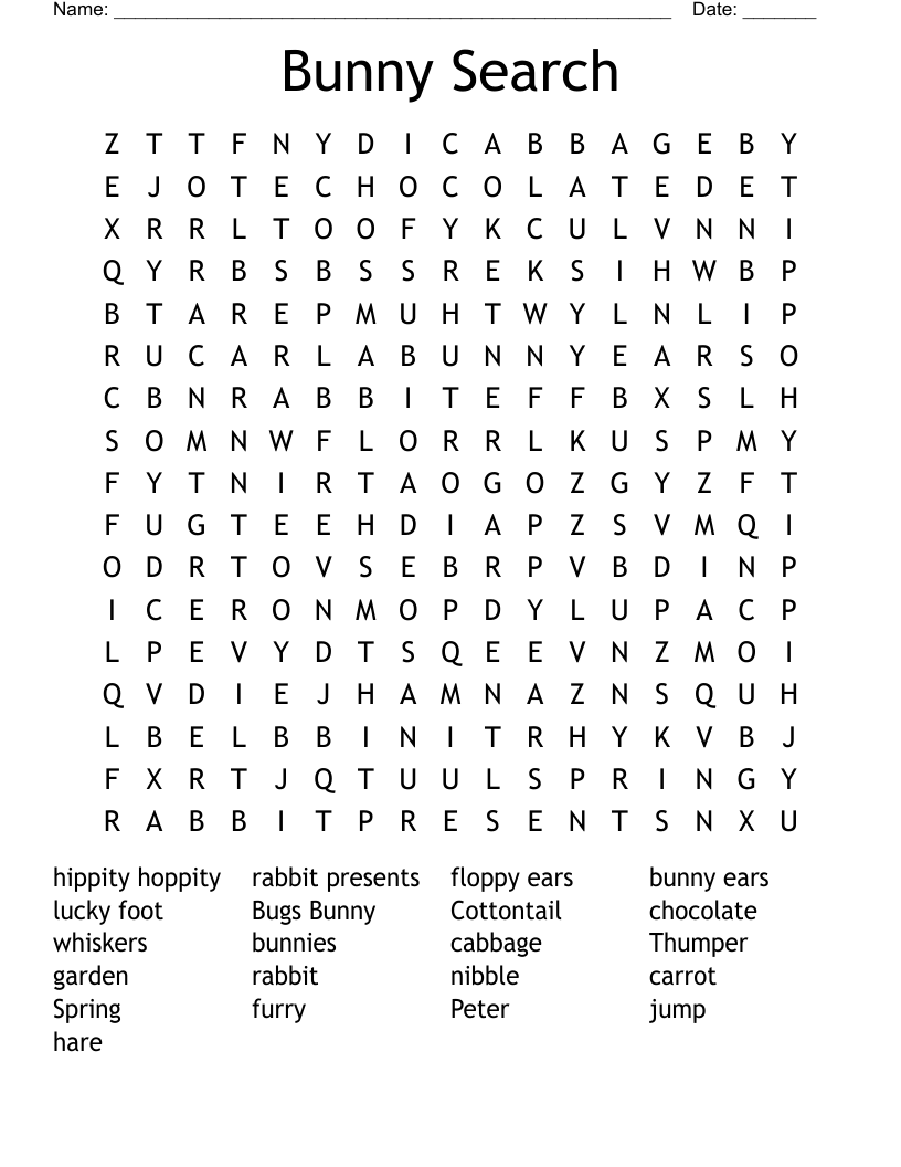 RABBIT Word Search WordMint RABBIT Word Search WordMint