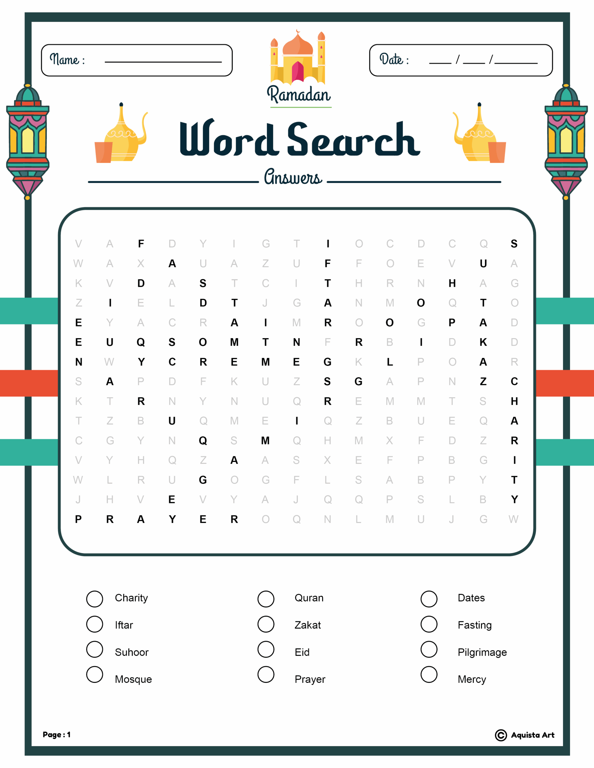 Ramadan Word Search Printable Ramadan Word Search Printable