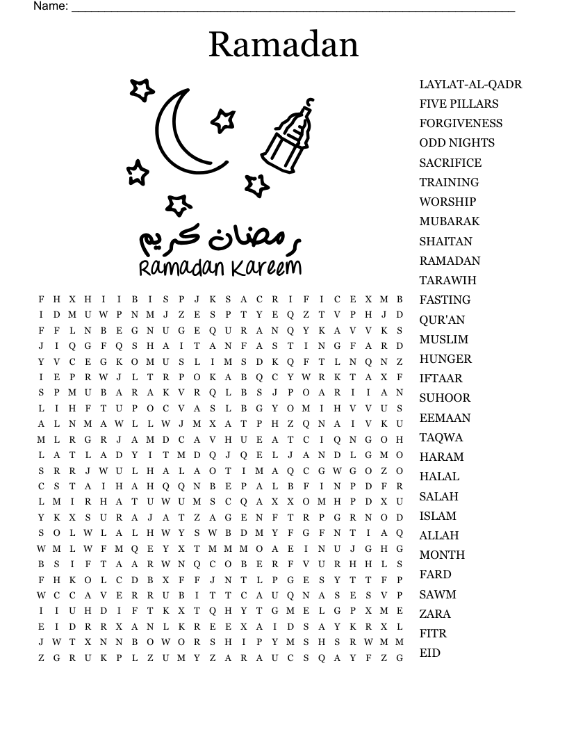 Ramadan Word Search WordMint