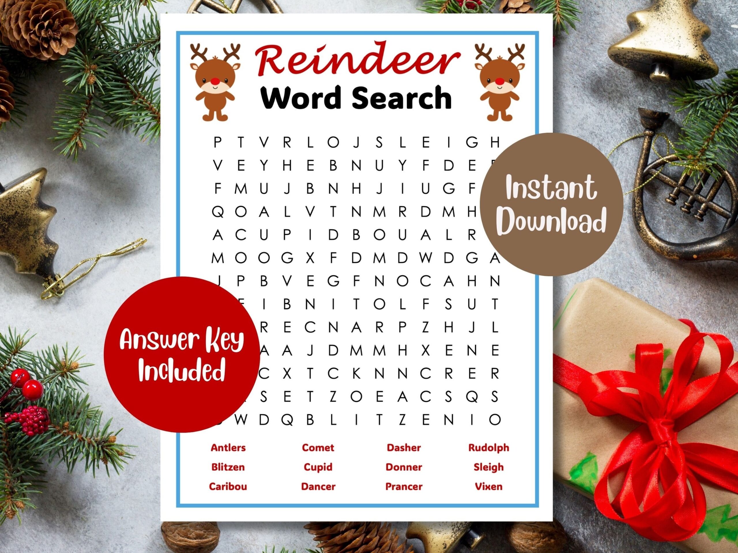 Reindeer Word Search Printable Reindeer Word Search Printable