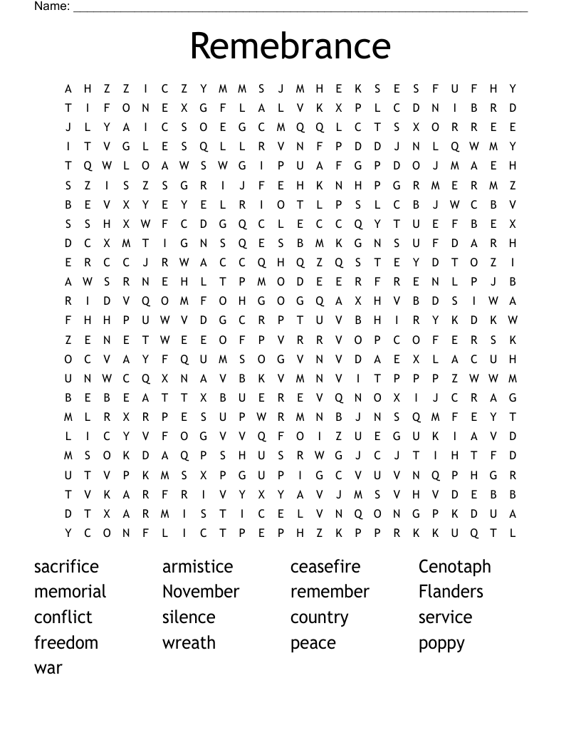 Memorial Day Word Search Printable Free