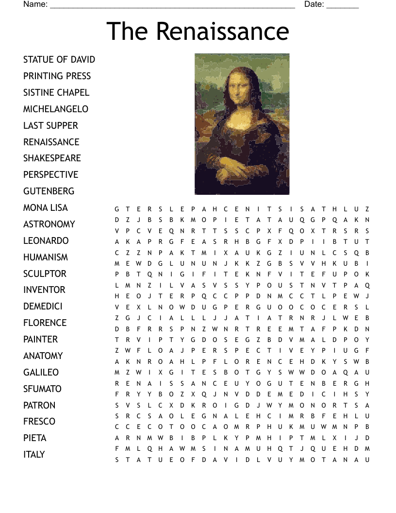 Renaissance Word Search WordMint Renaissance Word Search WordMint