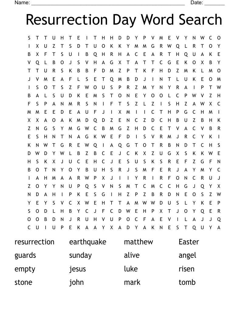 Resurrection Day Word Search WordMint Resurrection Day Word Search WordMint