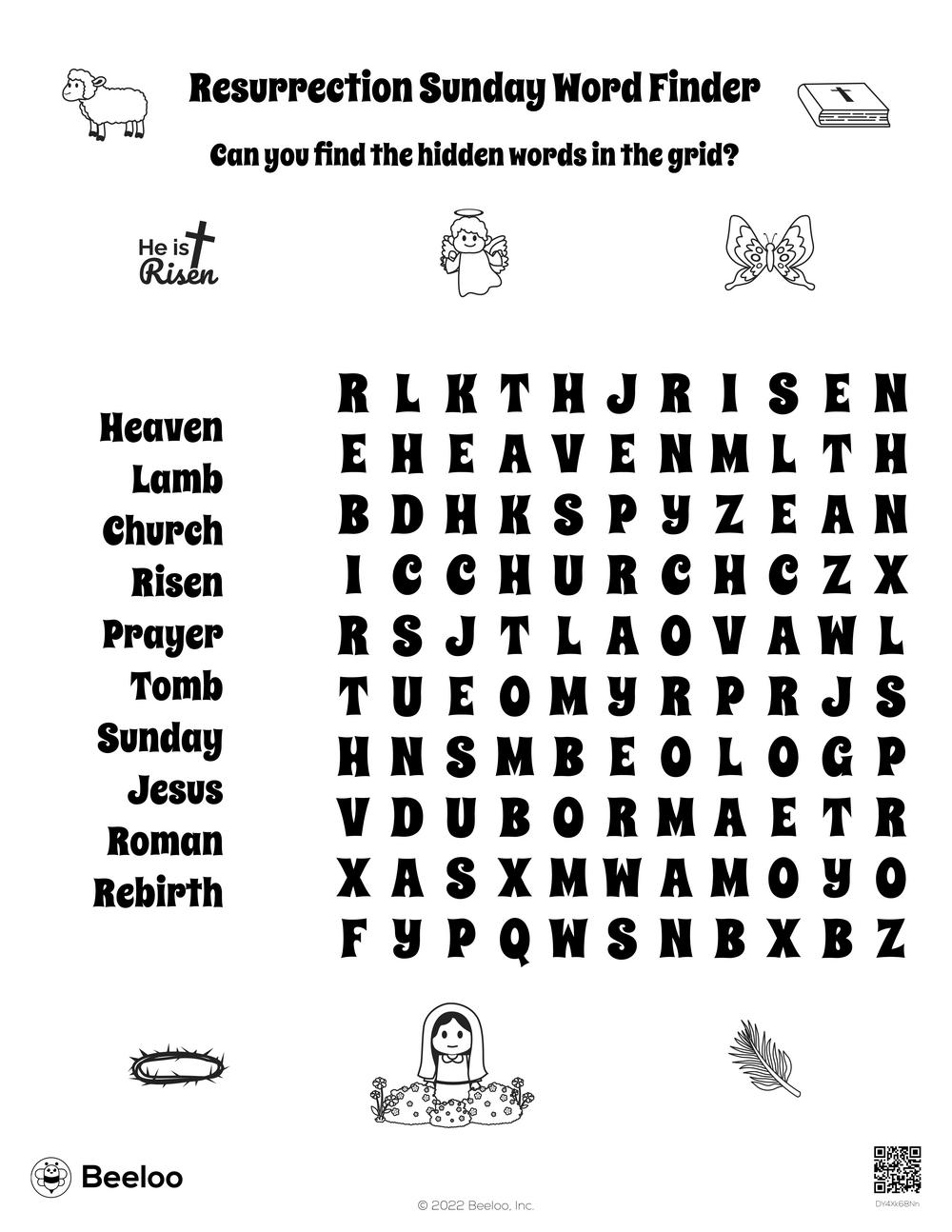 Resurrection Sunday Word Finder Beeloo Printable Crafts And Resurrection Sunday Word Finder Beeloo Printable Crafts And