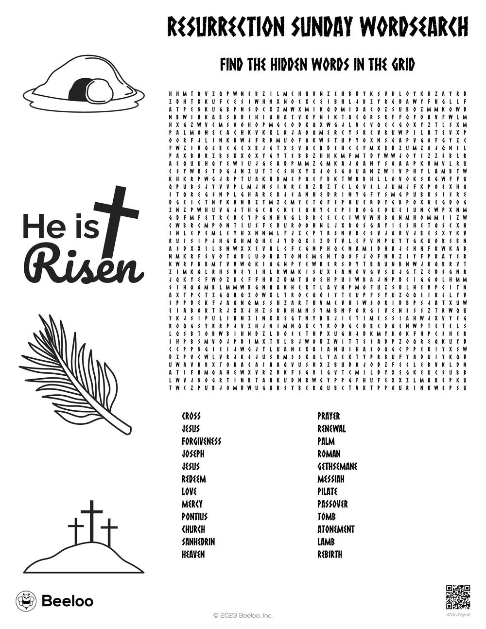 Resurrection Sunday Wordsearch Beeloo Printable Crafts And Resurrection Sunday Wordsearch Beeloo Printable Crafts And