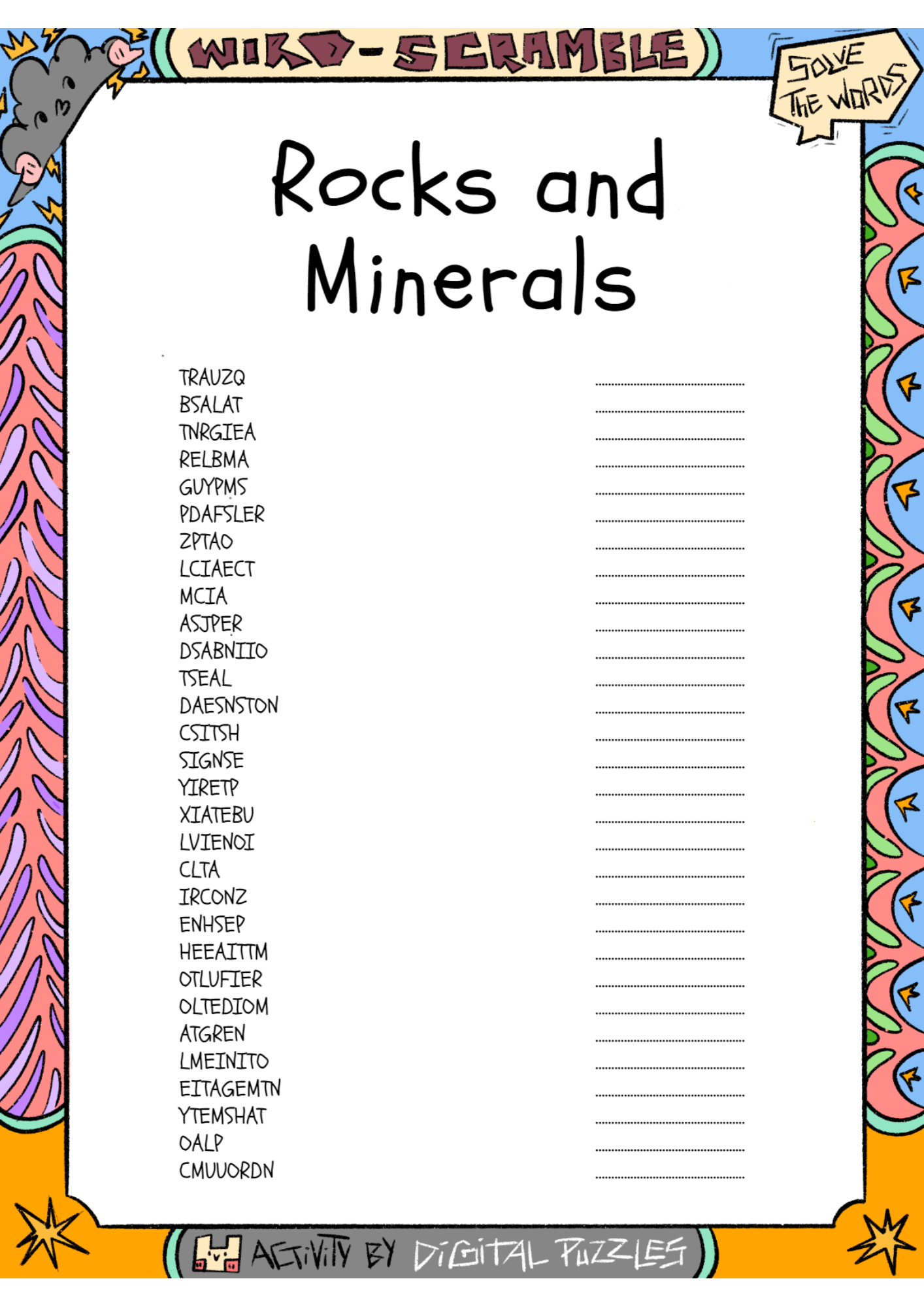 Rocks And Minerals Word Scramble Puzzle Worksheet Activity Made Rocks And Minerals Word Scramble Puzzle Worksheet Activity Made
