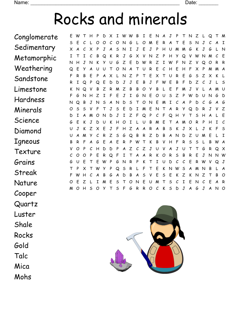 Rocks And Minerals Word Search WordMint Rocks And Minerals Word Search WordMint