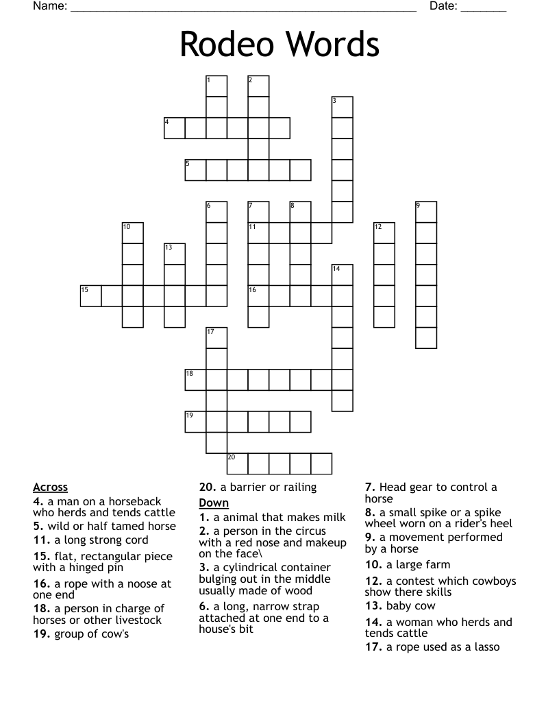 Rodeo Words Crossword WordMint Rodeo Words Crossword WordMint