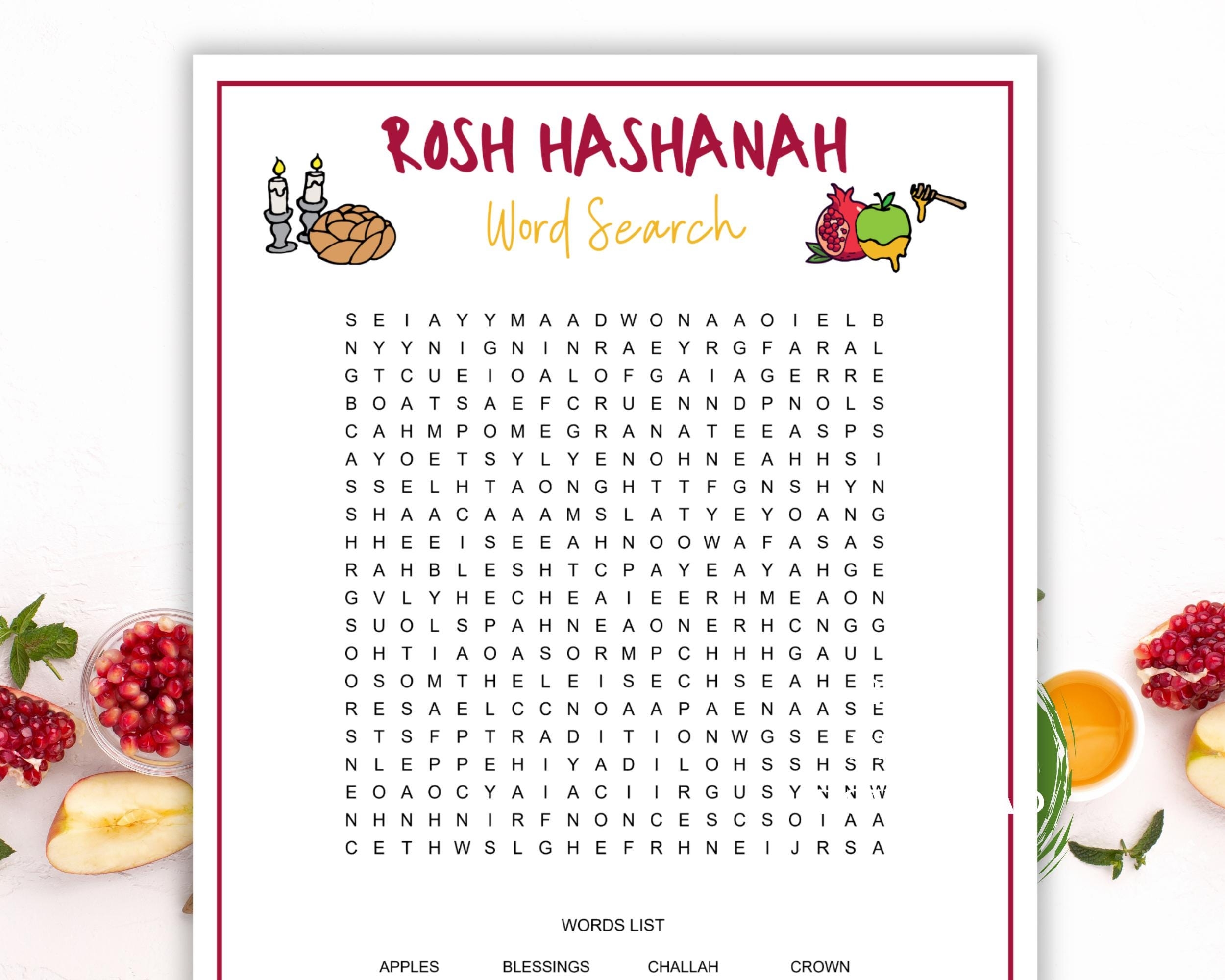 Rosh Hashanah Word Search Game Jewish New Year Game Hebrew Rosh Hashanah Word Search Game Jewish New Year Game Hebrew