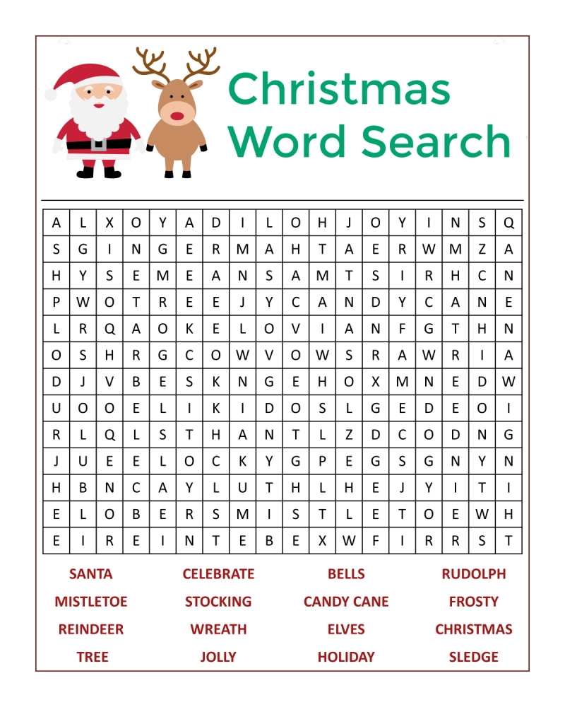 Christmas Word Searches For Kids Printable Christmas Word Searches For Kids Printable