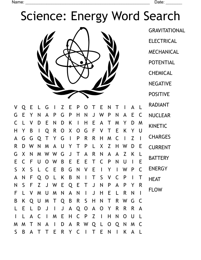 Science Energy Word Search WordMint Science Energy Word Search WordMint