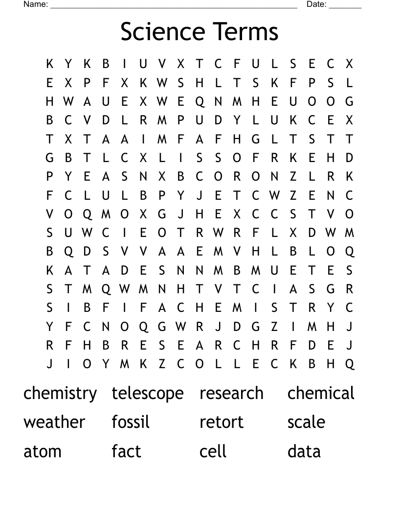 Science Word Search Free Printable Science Word Search Free Printable