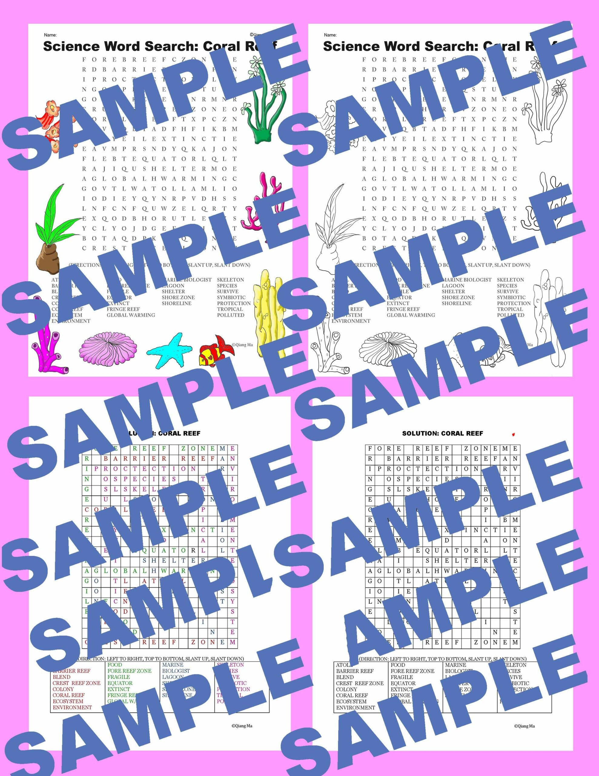 Science Word Search Coral Reef Made By Teachers