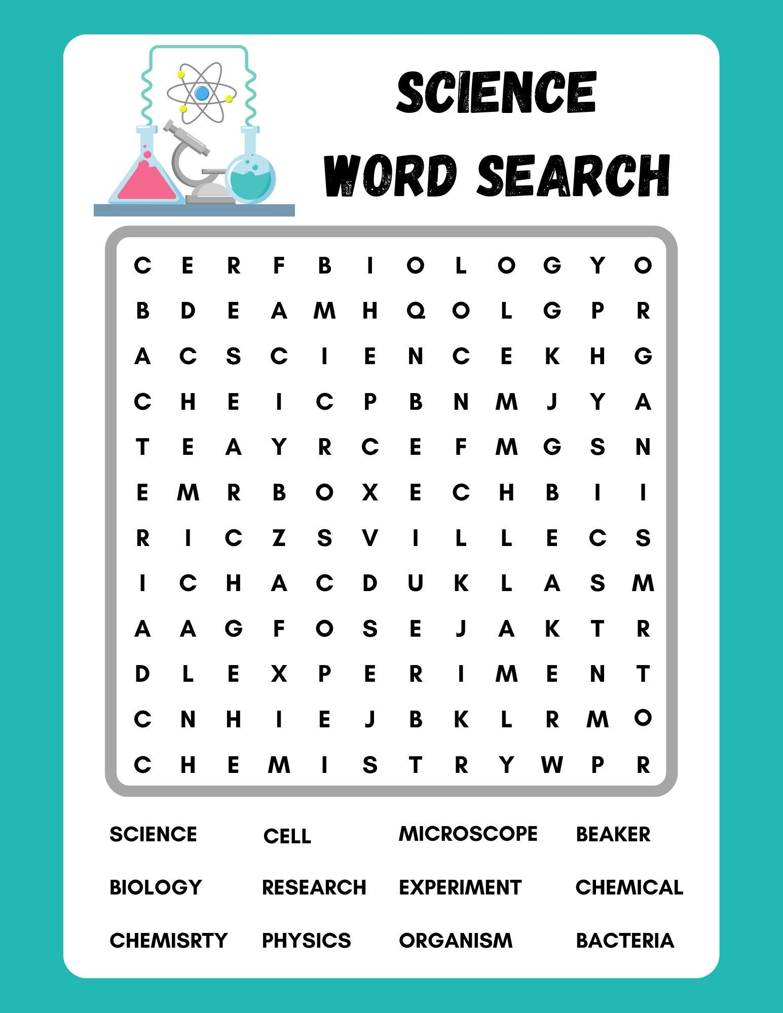 Science Word Search Printable Instant Download PDF Etsy Science Word Search Printable Instant Download PDF Etsy
