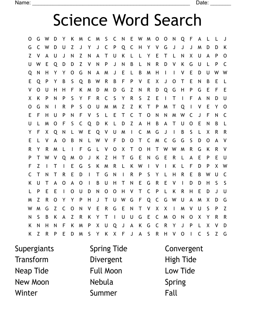 Science Word Search WordMint Science Word Search WordMint