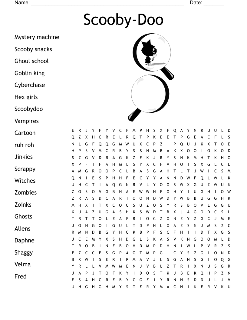 Scooby Doo Word Search WordMint