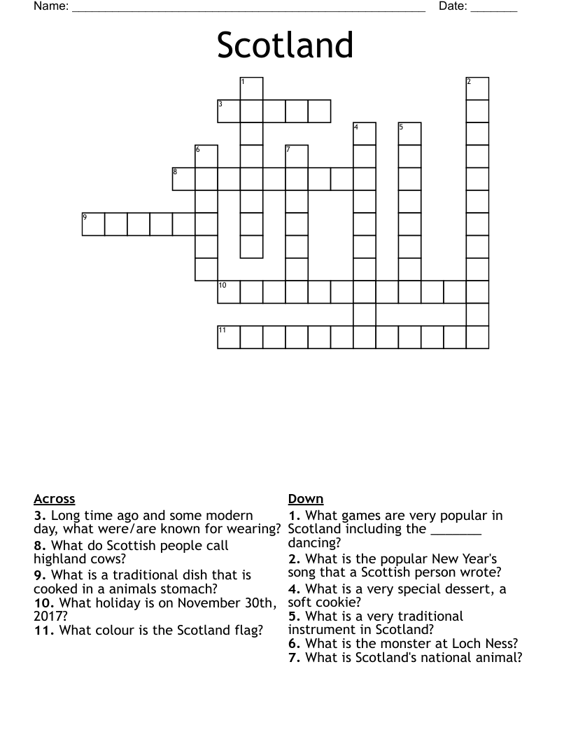 Scotland Crossword WordMint Scotland Crossword WordMint