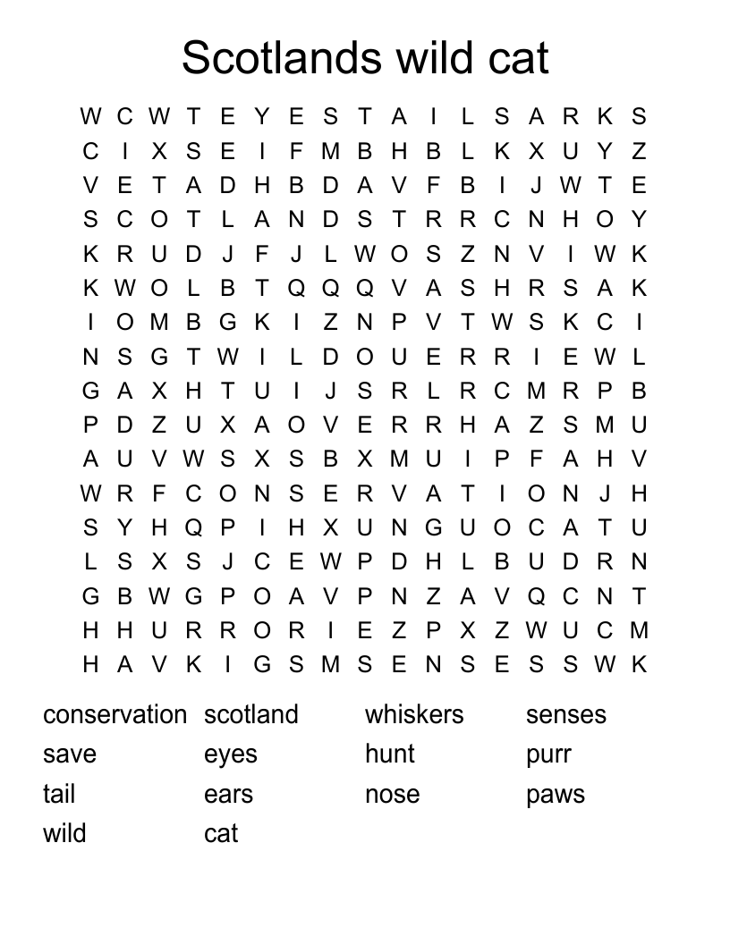 Scotland Word Search Printable Scotland Word Search Printable