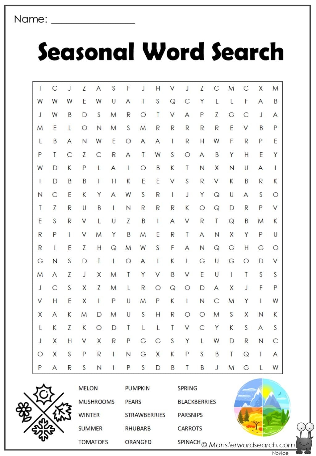 Seasonal Word Search Monster Word Search Seasonal Word Search Monster Word Search