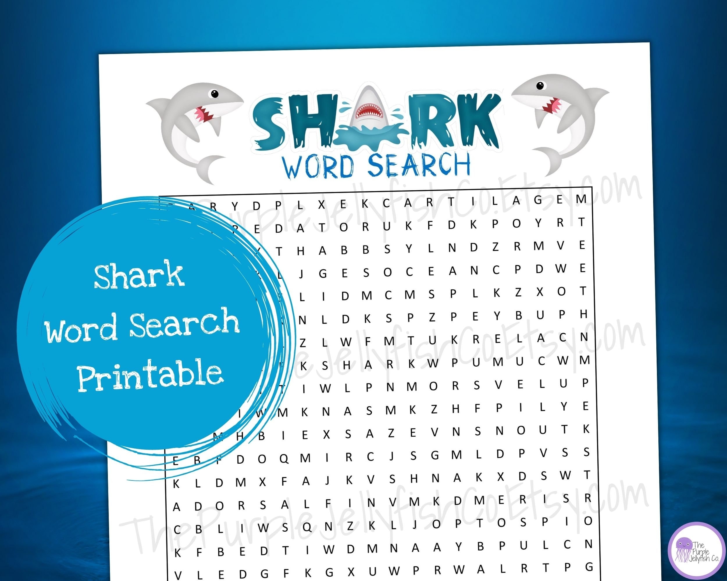 Shark Word Search Printable Shark Activity For Kids Word Search 