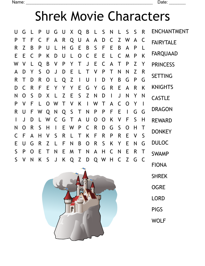 Shrek Wordsearch WordMint Shrek Wordsearch WordMint