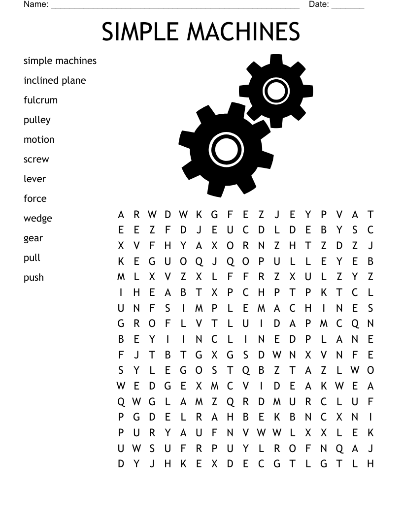 SIMPLE MACHINES Word Search WordMint