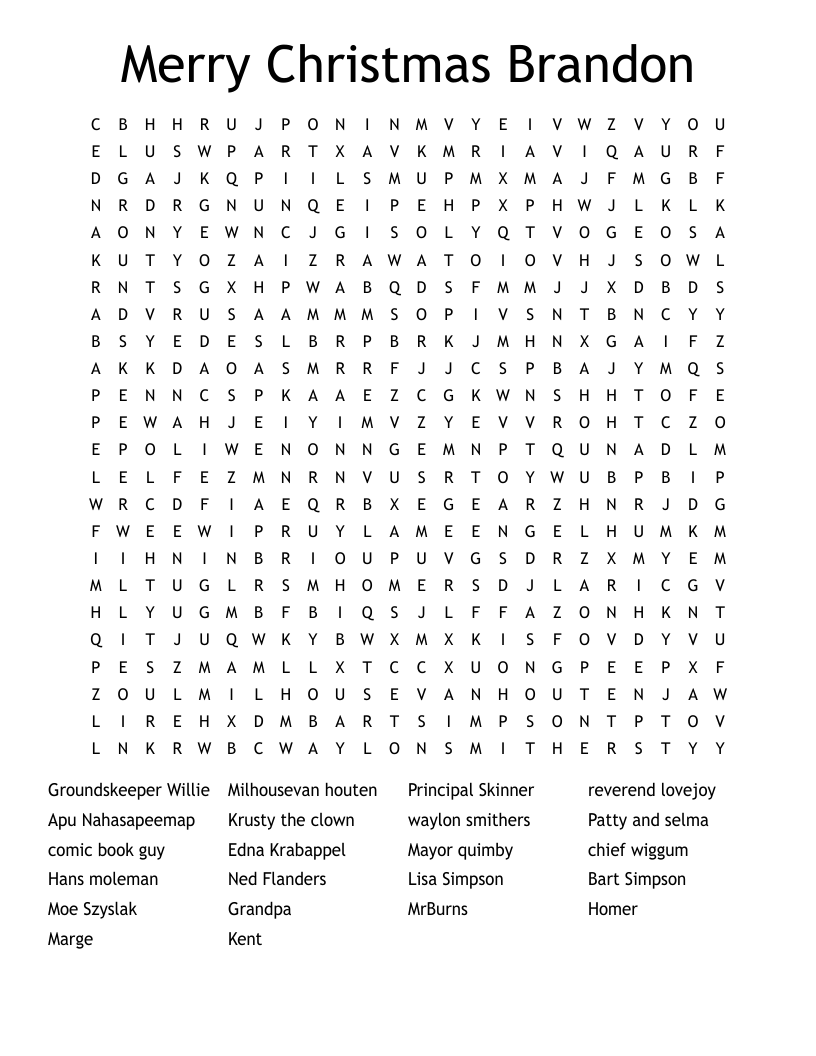 Simpsons Word Search WordMint Simpsons Word Search WordMint