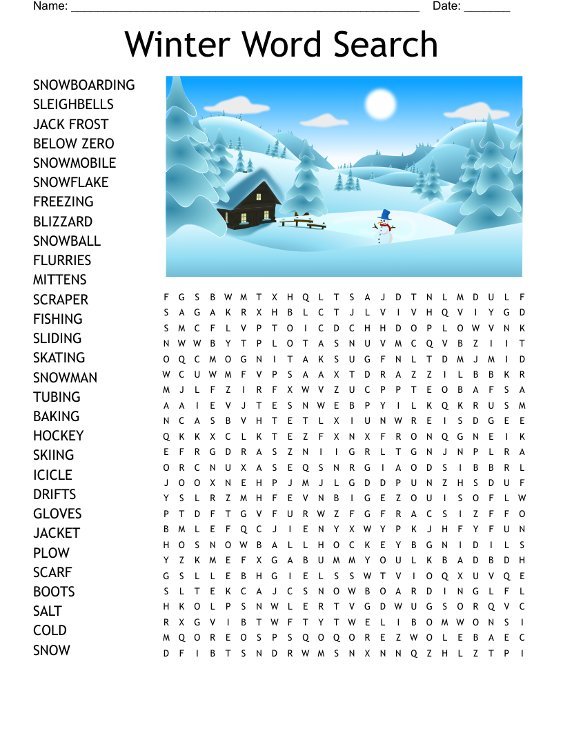 Snow Day Word Search Printable