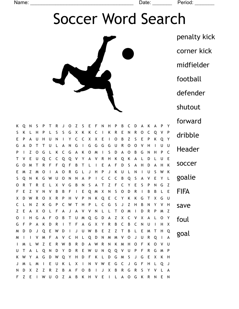 Soccer Word Search WordMint Soccer Word Search WordMint