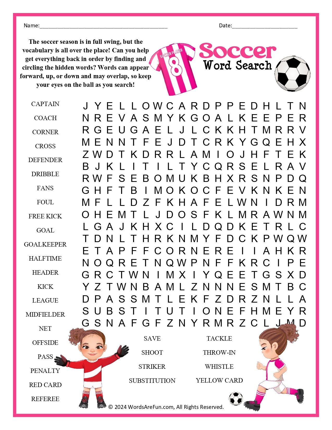 Soccer Word Search Soccer Word Search