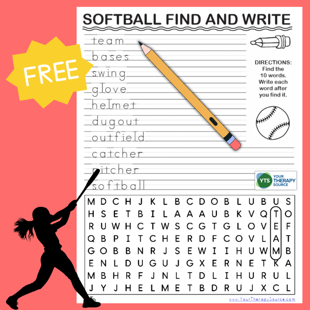 Softball Word Search Free Printable Your Therapy Source Softball Word Search Free Printable Your Therapy Source
