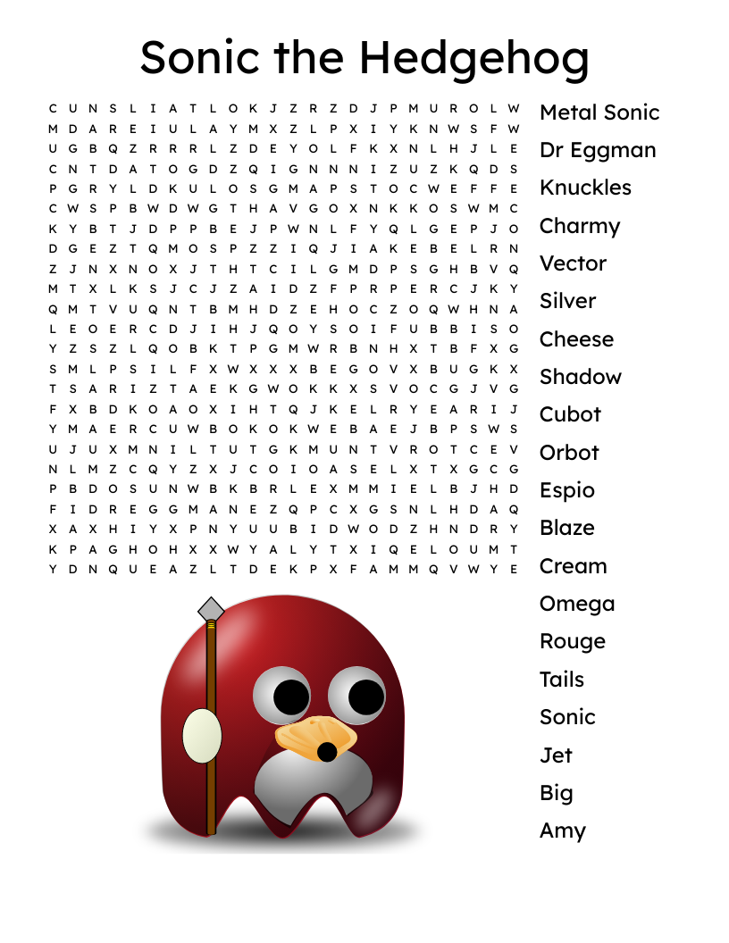 Sonic The Hedgehog Word Search WordMint Sonic The Hedgehog Word Search WordMint