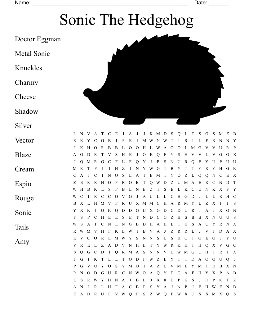 Sonic The Hedgehog Word Search WordMint Sonic The Hedgehog Word Search WordMint