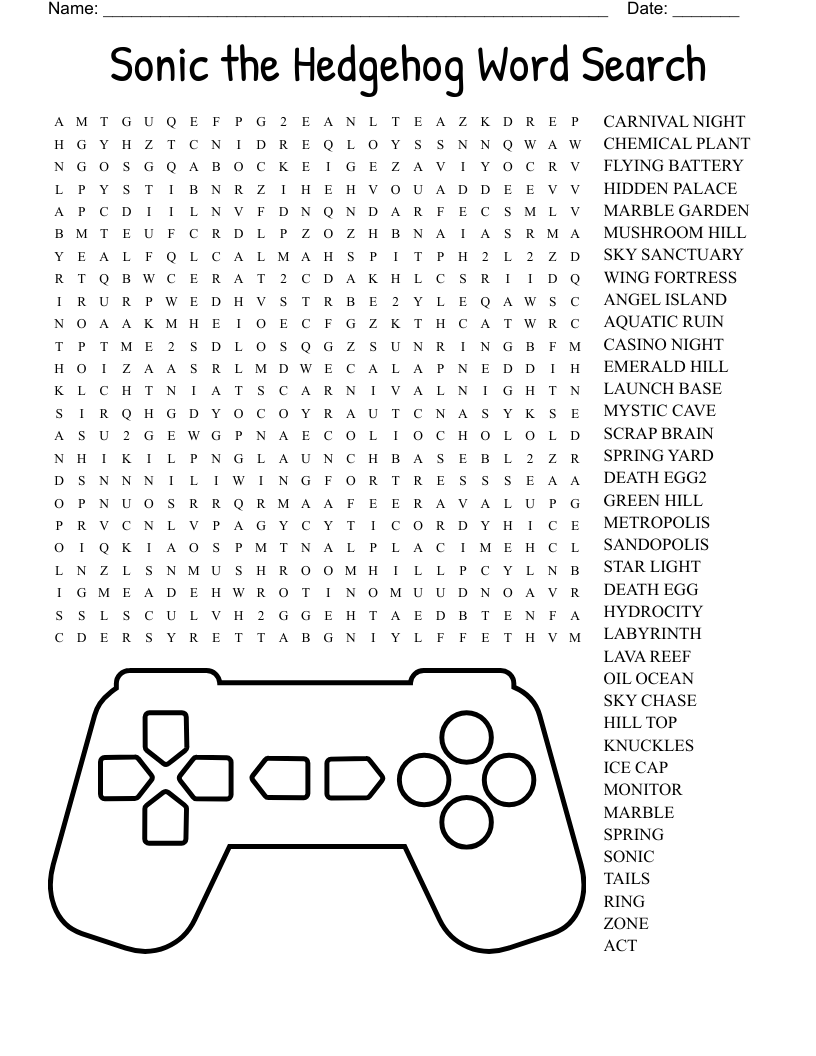 Sonic The Hedgehog Word Search WordMint Sonic The Hedgehog Word Search WordMint
