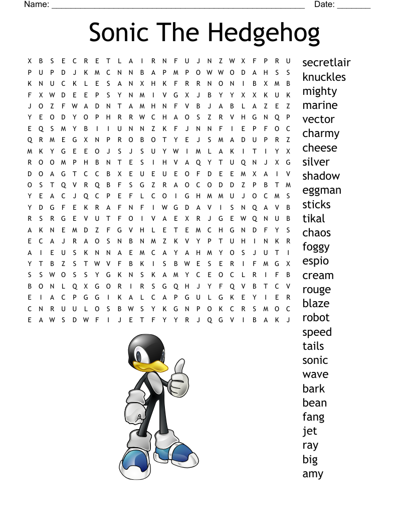 Sonic The Hedgehog Word Search WordMint Sonic The Hedgehog Word Search WordMint