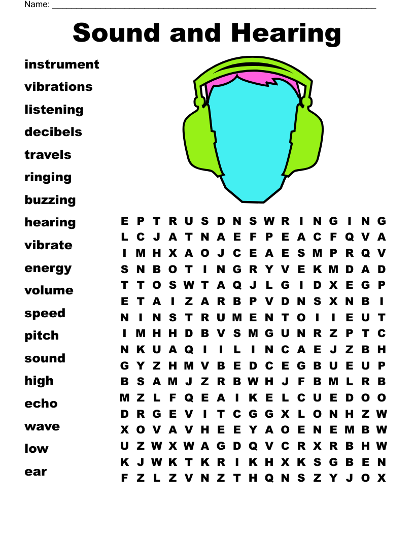 Sound And Hearing Word Search WordMint