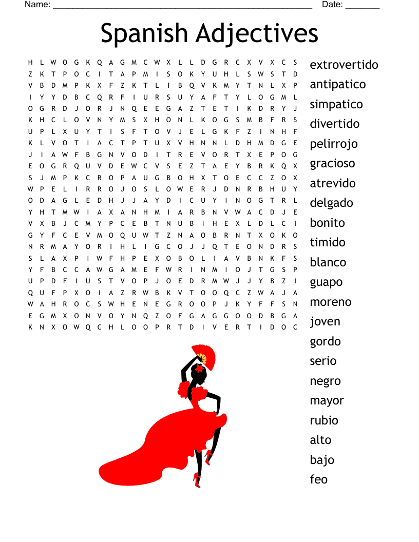 Printable Spanish Word Search Answers Printable Spanish Word Search Answers