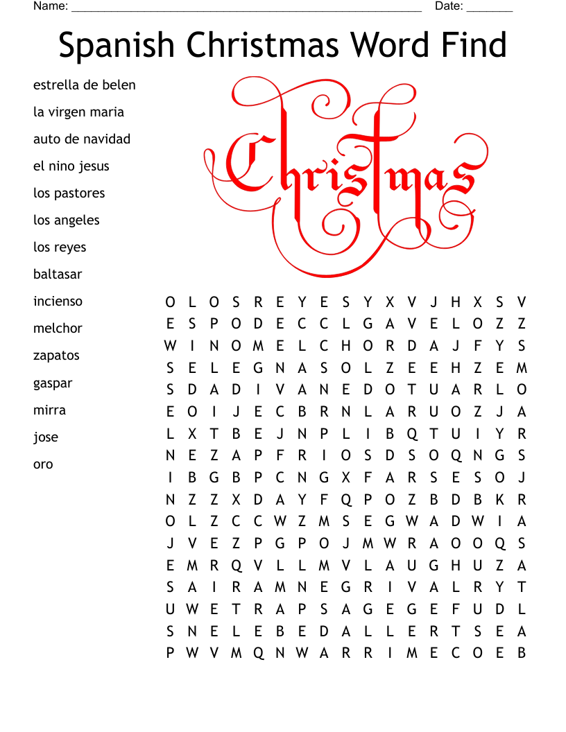 Spanish Christmas Word Find Word Search WordMint Spanish Christmas Word Find Word Search WordMint