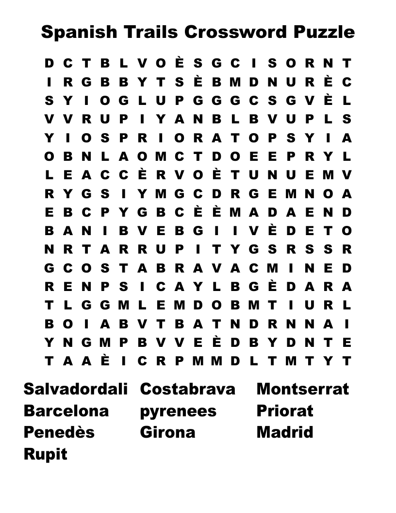 Spanish Trails Crossword Puzzle Word Search WordMint Spanish Trails Crossword Puzzle Word Search WordMint
