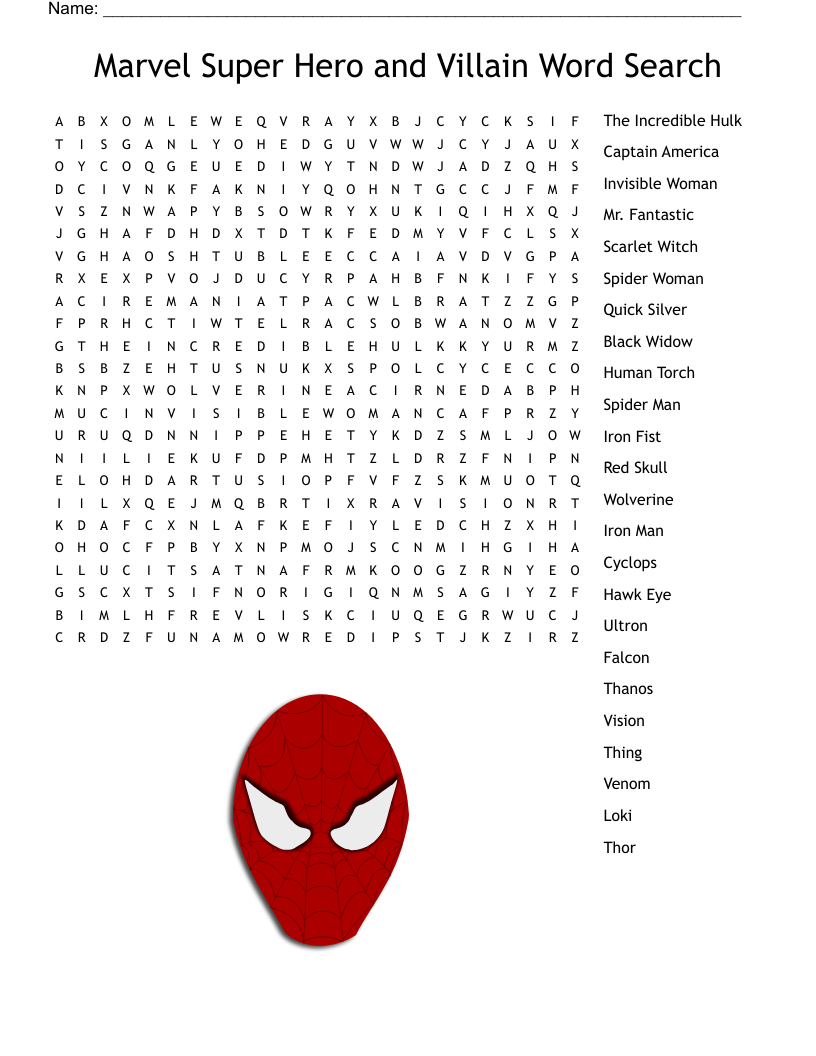Spider Man Word Search WordMint Spider Man Word Search WordMint