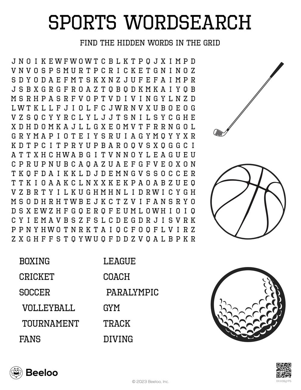 Sports Word Searches Printable Sports Word Searches Printable