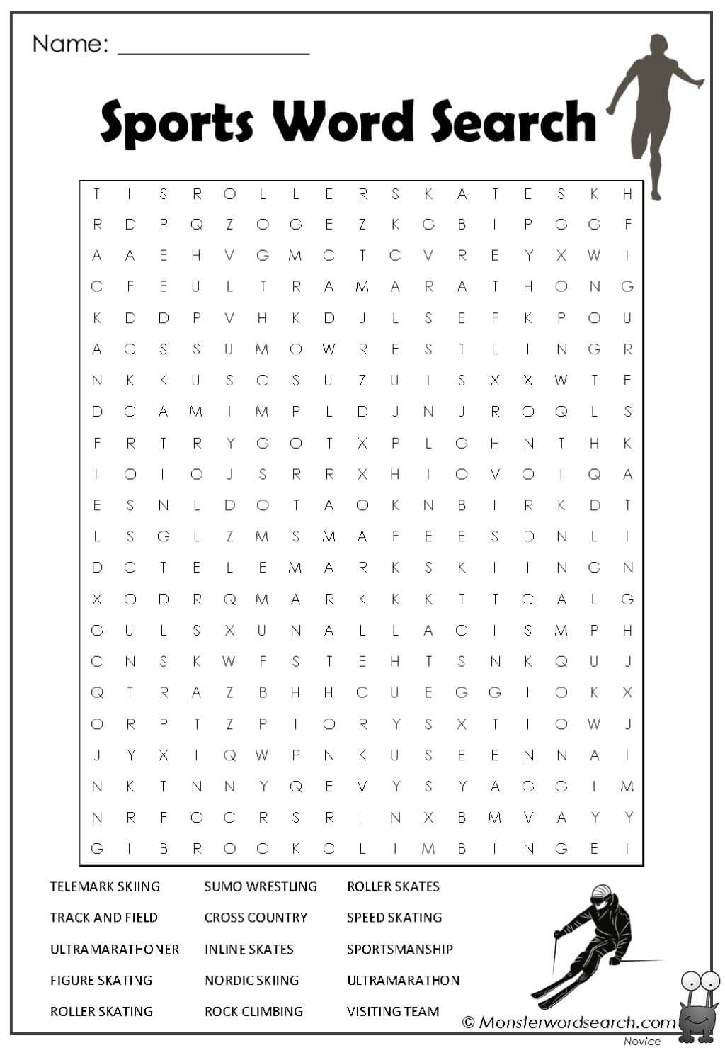 Sports Word Search Monster Word Search Sports Word Search Monster Word Search